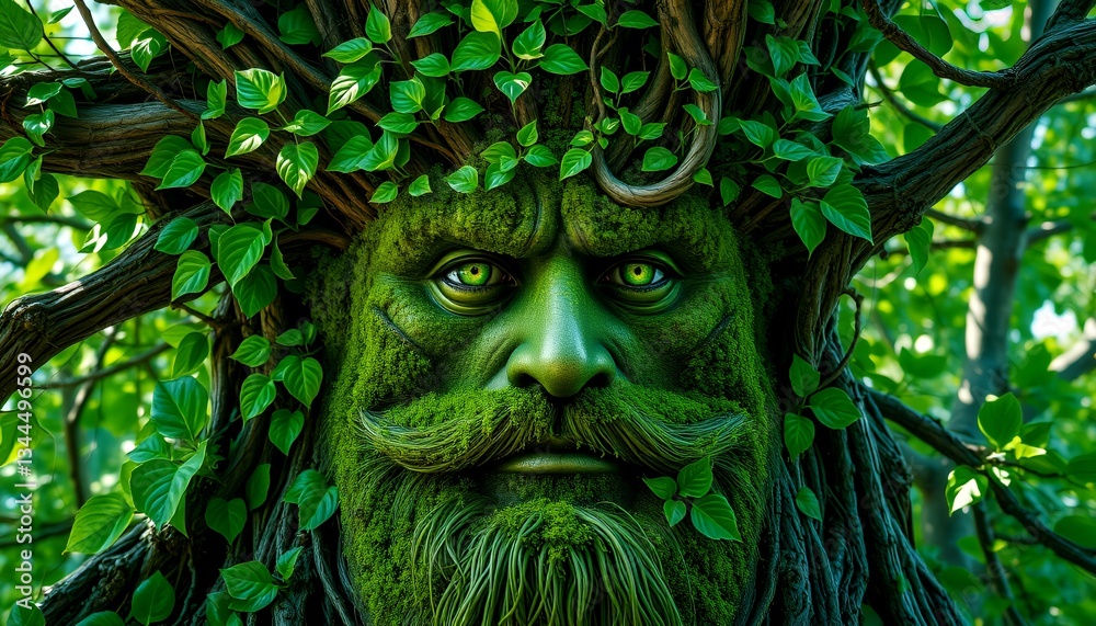 Close-up of a mystical, nature-themed figure. Close-up of a mystical, nature-themed figure.