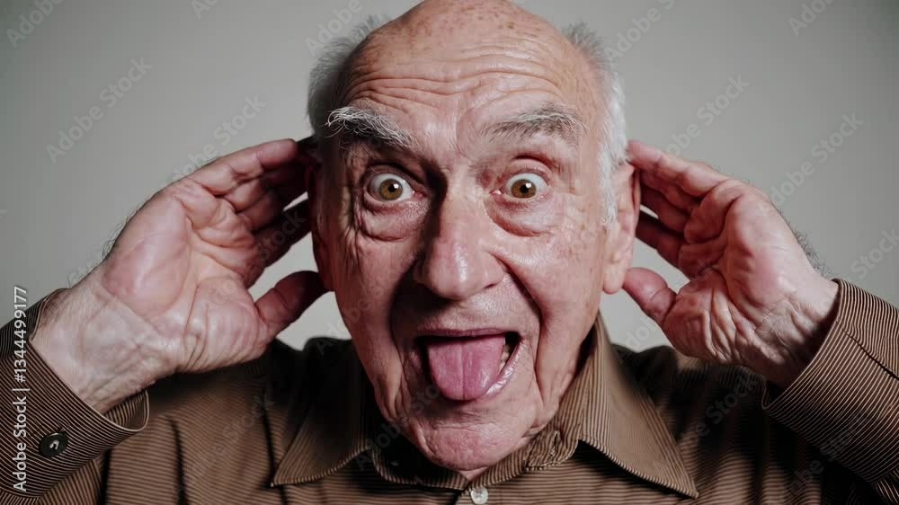 The Elderly Man's Joyful Expression The Elderly Man's Joyful Expression