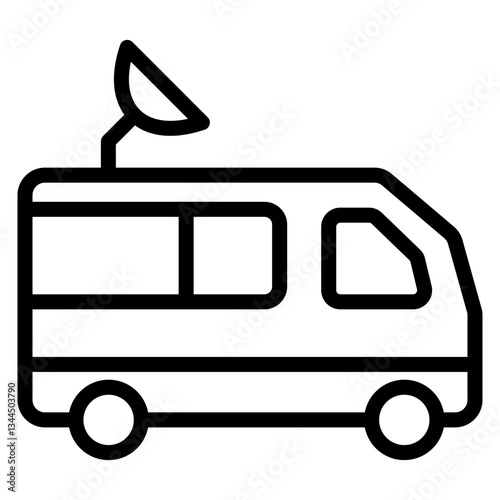 broadcast van icon in line style. This icon related with broadcast, news, report and more.