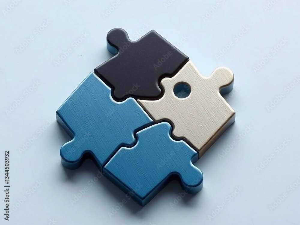 Fototapeta premium Puzzleteile in blau schwarz weiß 3d Effekt