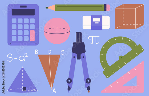 Mathematics and geometry tools illustration