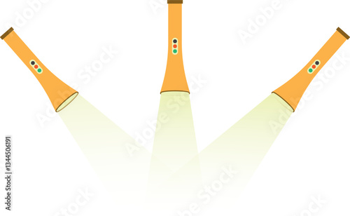 Illustration of a Yellow Flashlight, Modern Yellow Torch