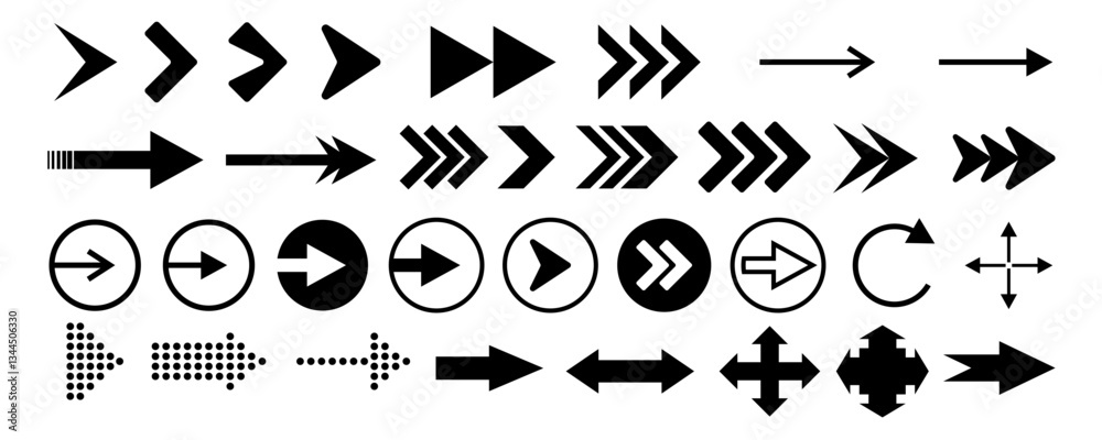 Arrow. Cursor. Arrow vector icon. Modern simple arrows. Black vector arrows collection. Collection different Arrows on flat style for web design or interface. Direction symbols - vector illustration Arrow. Cursor. Arrow vector icon. Modern simple arrows. Black vector arrows collection. Collection different Arrows on flat style for web design or interface. Direction symbols - vector illustration