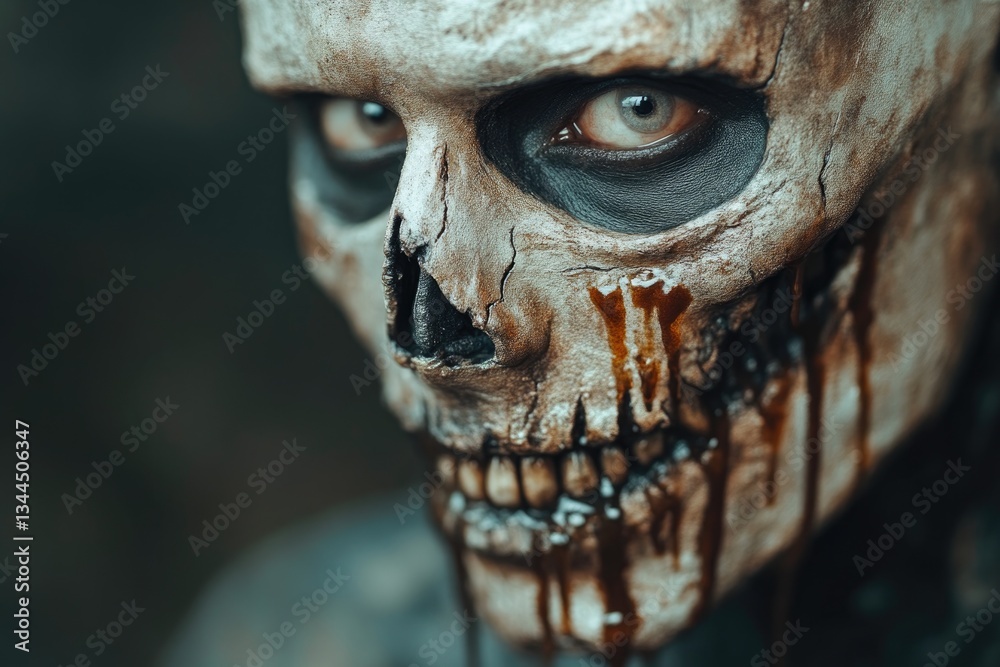 Fototapeta premium Dark Alien Zombie in Cyberpunk Fashion with Slime