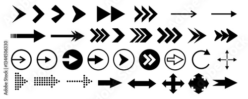 Arrow. Cursor. Arrow vector icon. Modern simple arrows. Black vector arrows collection. Collection different Arrows on flat style for web design or interface. Direction symbols - vector illustration