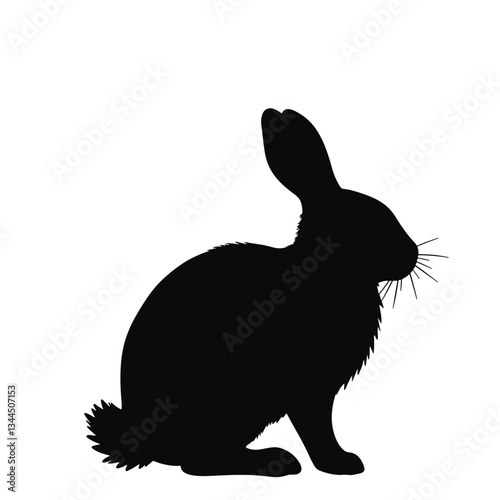 Abstract black rabbit silhouette in minimalist style, artistic expression