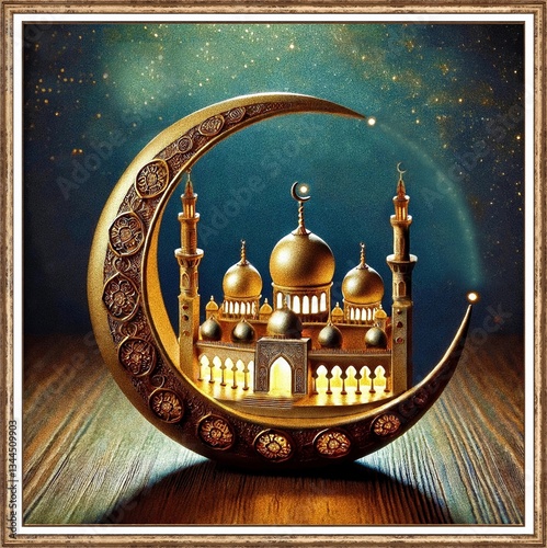 miniature mosque in the moon