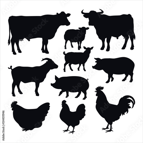 farm animals collection vector