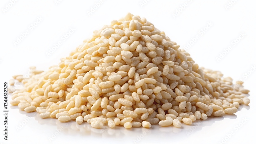 Fototapeta premium Vintage Photo: Multiple Piles of Puffed Rice, Isolated on White Background