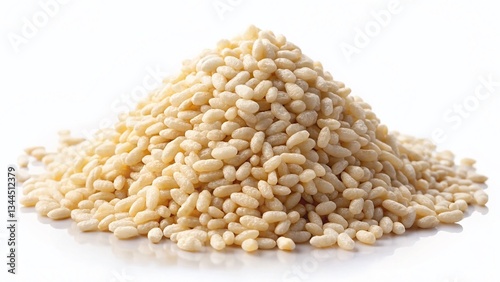 Vintage Photo: Multiple Piles of Puffed Rice, Isolated on White Background