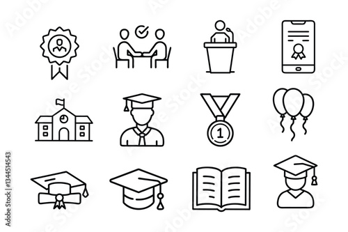 Set of Graduation outline icon 