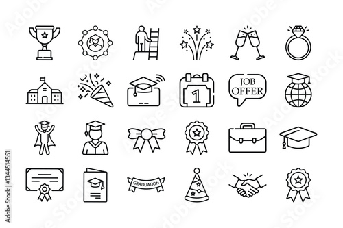 Set of Graduation outline icon 