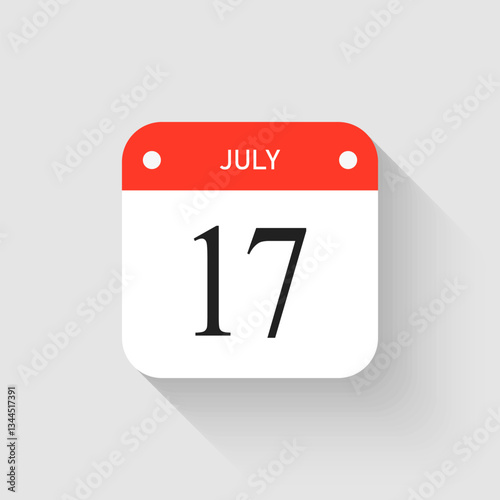 Vector icon page day calendar - 17 July month