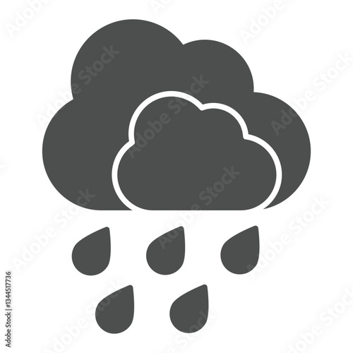 Rainy cloud solid icon, insurance event concept. Vector graphics. Downpour rain, flooding sign on white background, glyph style icon for mobile or web design.