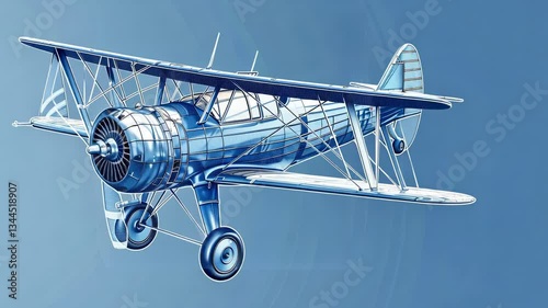 Blue Biplane: A Vintage Aircraft Illustration