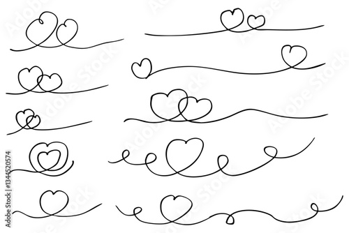 手書きのハートの線のイラスト素材　ベクター