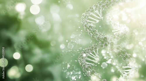 Abstract DNA Helix with Green Bokeh Background