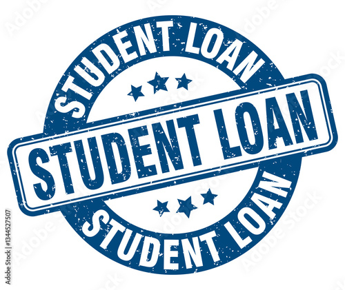 student loan stamp. student loan label. round grunge sign