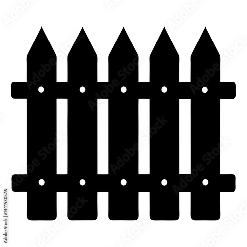 classic wooden fence black silhouette vector, Simple silhouette Design vector icon with white background.
