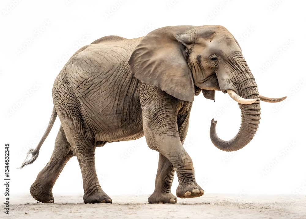 Fototapeta premium Elephant approaching isolated. African Elephant. Asian elephant walking