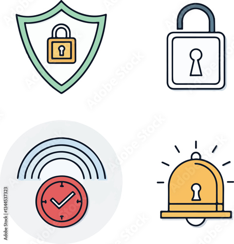 Security Line Icons Set - Editable Stroke, Cyber Safety Symbols Collection