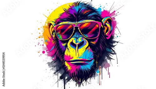 Obraz Cool Colorful Monkey Art Print Sunglasses Pop Art