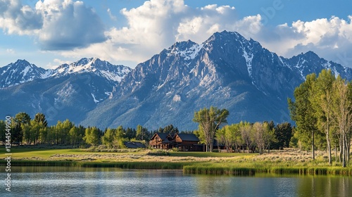Majestic Mountain Retreat: Serene Lakeside Log Cabin nestled amidst the breathtaking Teton Range