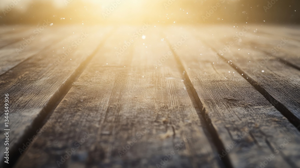 Obraz premium Golden Sunlight on Weathered Wooden Planks