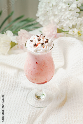 Fruit sundae on a simple background