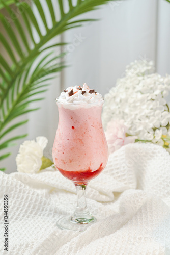 Fruit sundae on a simple background