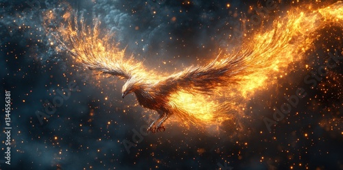 Wallpaper Mural A bird made of fire soaring against a night sky Torontodigital.ca