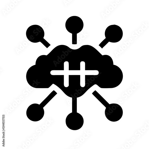 Deep learning icon illustrating a cloud with interconnected nodes on a simple background
