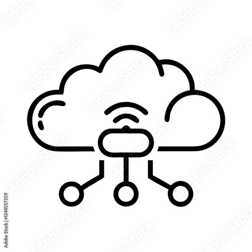 Edge computing icon representing cloud technology with data transfer connections
