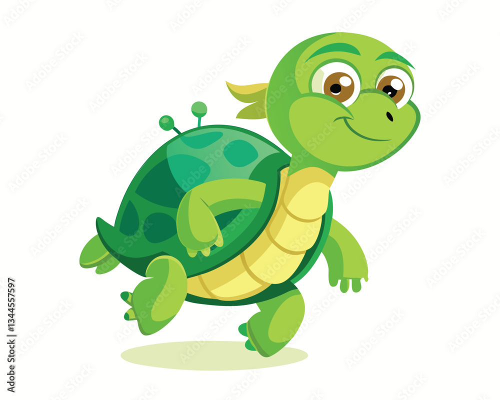 Fototapeta premium Cute Cartoon Turtle Walking Illustration