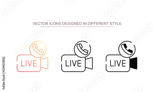 Live Broadcast icon design with white background stock illustration