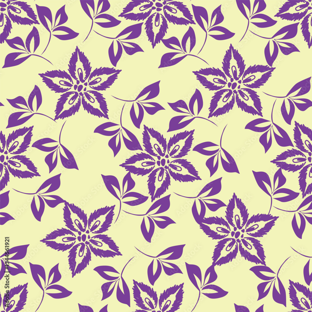Exotic hand drawn flowers, seamless patterns with floral for fabric, textiles, clothing, wrapping paper, cover, banner, home decor, abstract backgrounds. Vector illustration