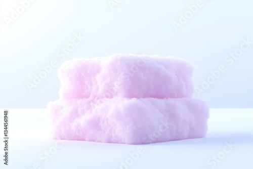 Stacked, fluffy, pink, cloud-like shapes