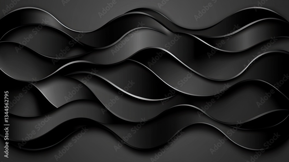 Obraz premium Abstract black wavy shapes background