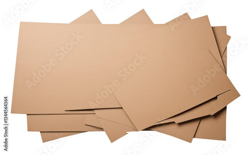 pile of brown cardboard sheets, varying in size, cut out