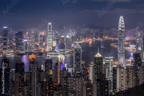 Wallpaper Mural Stunning Hong Kong Skyline at Night: Victoria Harbour Illuminated Cityscape. Torontodigital.ca