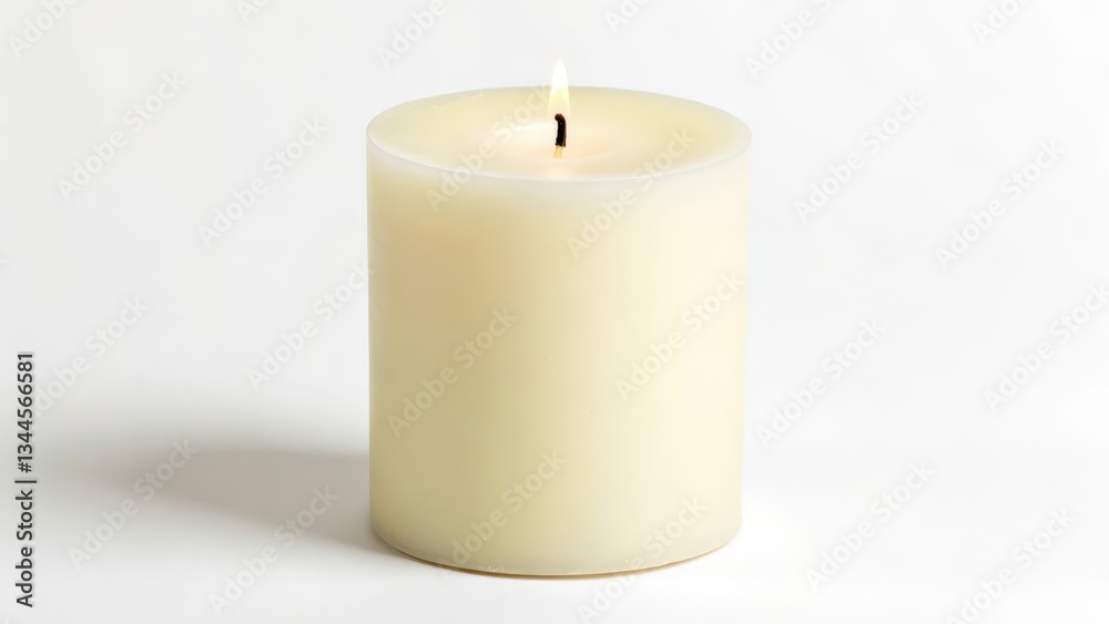 Lit Candle on White Background Lit Candle on White Background