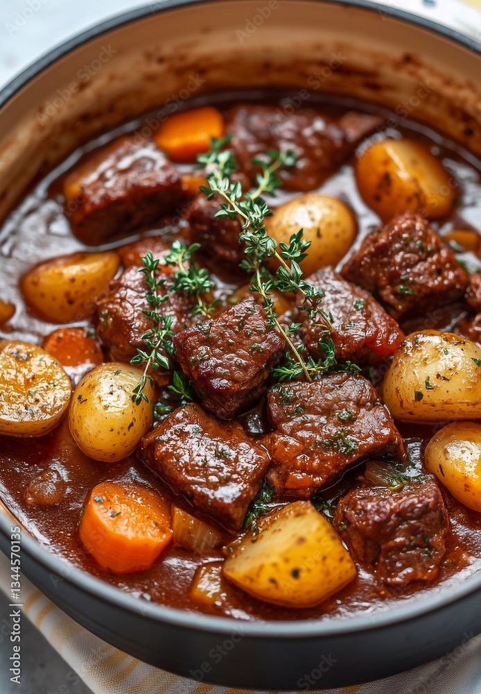 meat goulash with potatoes and carrots, sweet peppers, in a saucepan, top view, traditional Hungarian soup, homemade, no people, meat goulash with potatoes and carrots, sweet peppers, in a saucepan, top view, traditional Hungarian soup, homemade, no people,