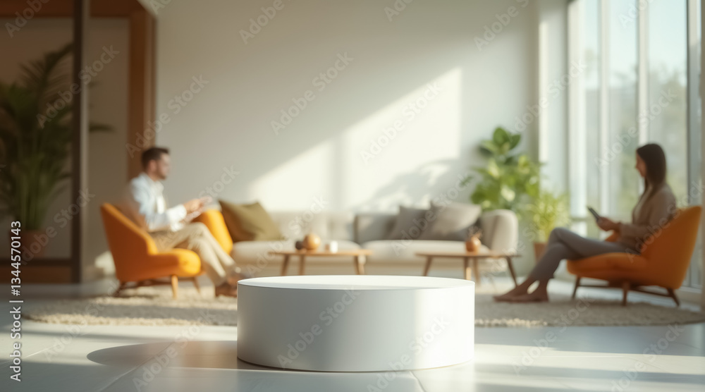 white cylindrical pedestal in a bright minimalist living room white cylindrical pedestal in a bright minimalist living room
