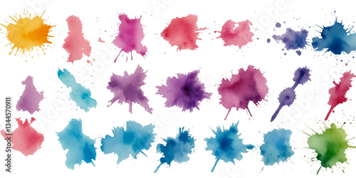 watercolor vector stains colors splash collection. Set of watercolor brush strokes