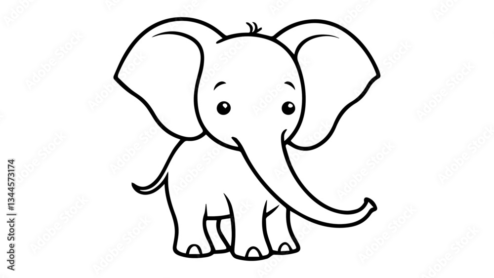 cute simple funny outline shape silhouette of a little elephant, cute little elephant outline vector illustraiton cute simple funny outline shape silhouette of a little elephant, cute little elephant outline vector illustraiton