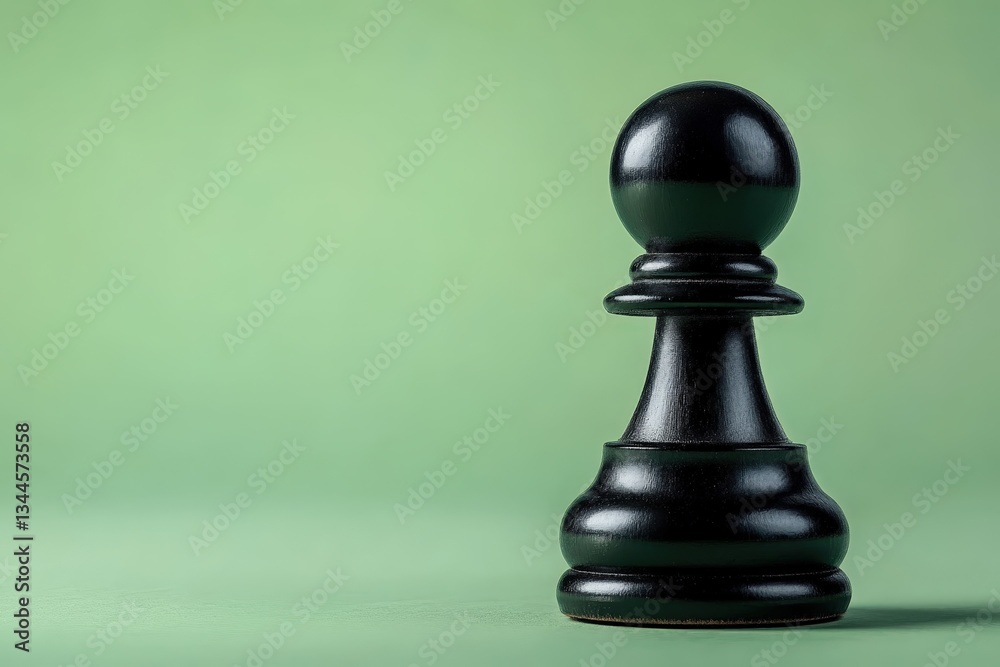 A Single Black Chess Pawn Standing Alone On Green A Single Black Chess Pawn Standing Alone On Green