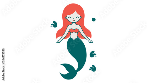 simple mermaid cartoon vector illustration