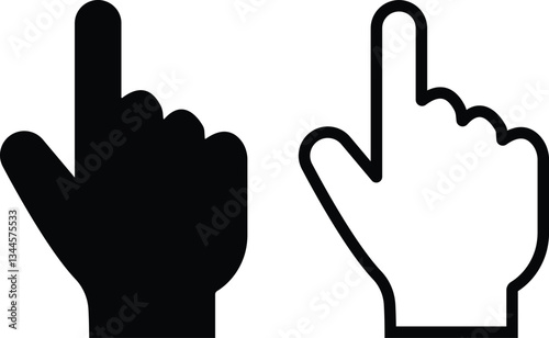 hand with index finger icon in flat line style set. isolated on transparent background