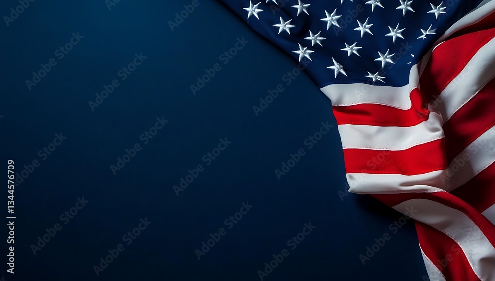 Naklejka premium A folded American flag on the right side with copy space