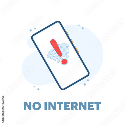 No Internet Concept. No connection, no internet, searching for wireless network signal on device. Suitable for background, landing page, advertising illustration. Flat design illustration.